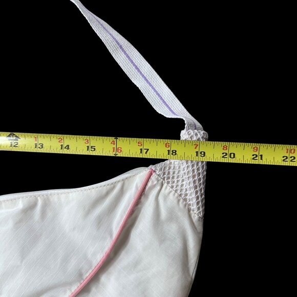 Vintage Purse Shoulder Bag White Pink Purple 1980s Taiwan Retro Hobo Summer - Picture 9 of 9